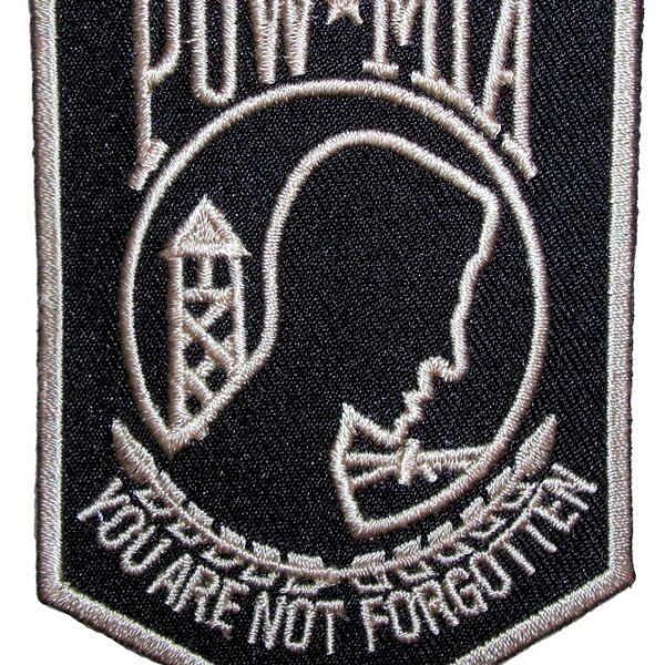 POW-MIA You Are Not Forgotten Shield Embroidered Biker Patch Gold