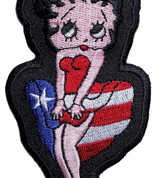 Betty Boop Wearing American Flag Dress Embroidered Biker Patch