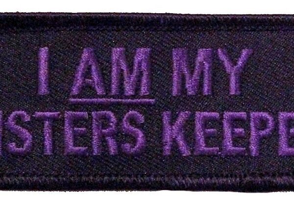 I Am My Sisters Keeper Purple Embroidered Biker Patch