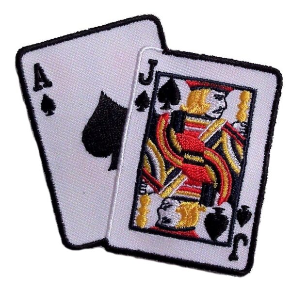 BlackJack 21 Playing Cards Hand Embroidered Biker Patch