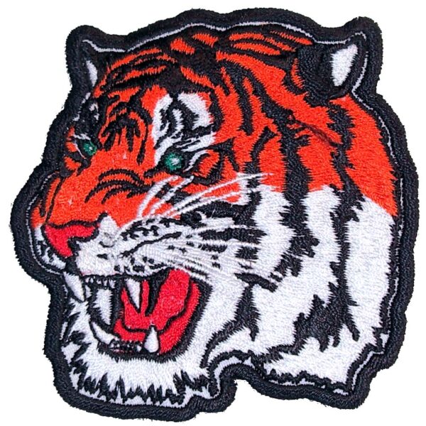 Orange Bengal Tiger Head Embroidered Biker Patch