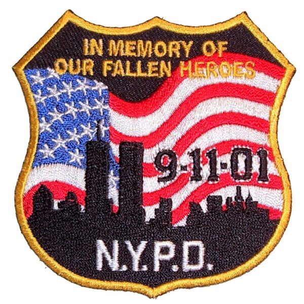 Patriotic 9-11 NYPD Fallen Heroes Badge Biker Patch