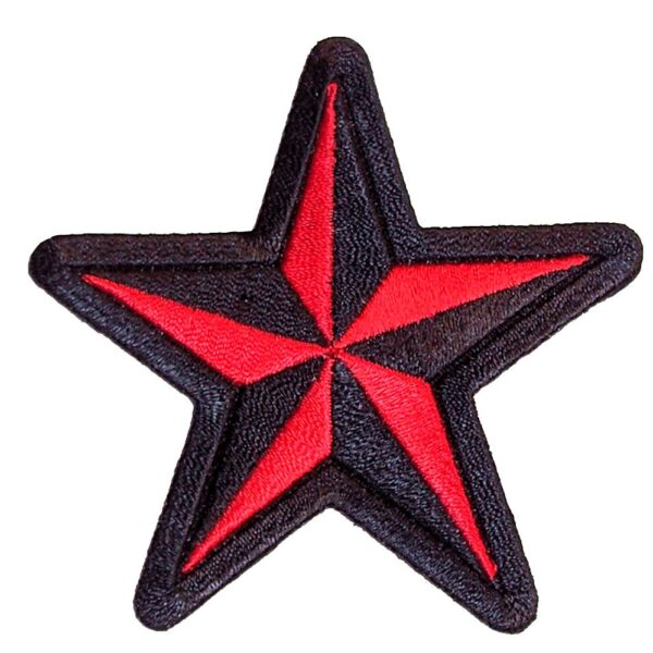 Nautical Star In Red Lady Rider Embroidered Biker Patch