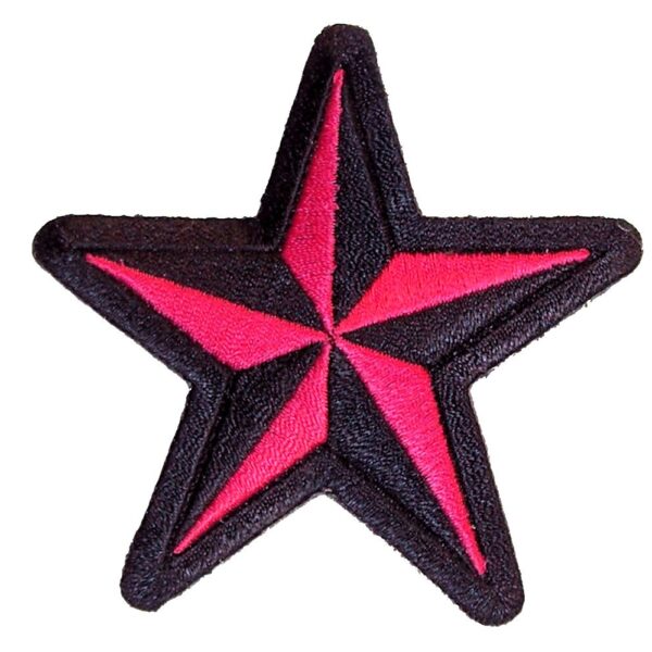Nautical Star In Pink Lady Rider Embroidered Biker Patch