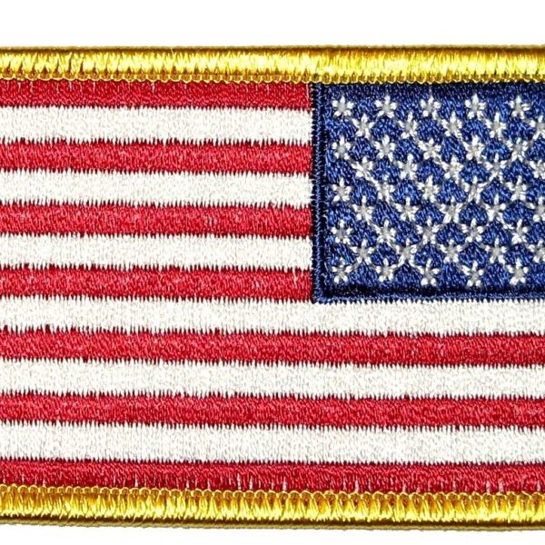 Reversed American Flag Yellow Border Patriotic Embroidered Biker Patch