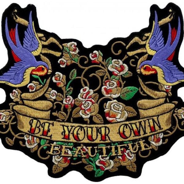 Be Your Own Beautiful Bluebirds Roses Ladies Biker Patch