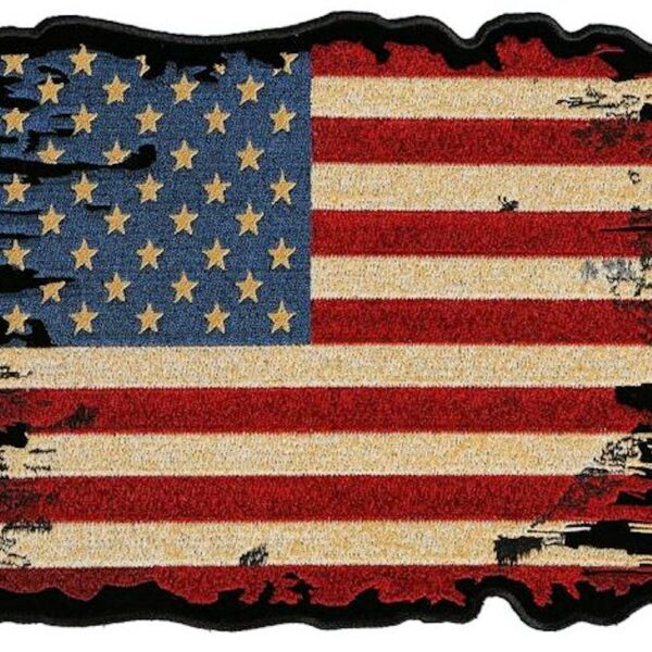 Patriotic Distressed American Flag Embroidered Biker Patch