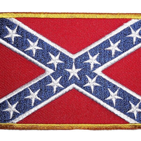 Confederate Flag Gold Border Embroidered Biker Patch Small
