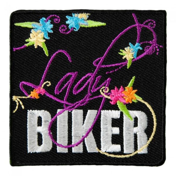Lady Biker Flowers Ladies Embroidered Biker Patch