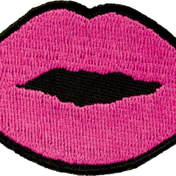 Pink Kissing Lips Ladies Embroidered Biker Patch