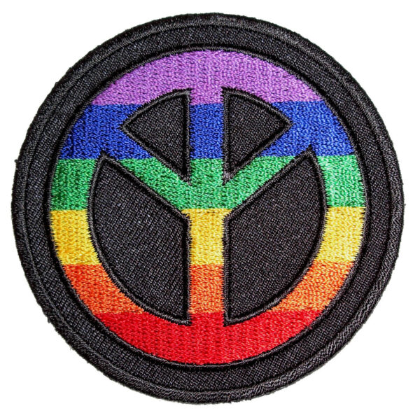 Gay, LGBT Peace Sign Embroidered Biker Patch