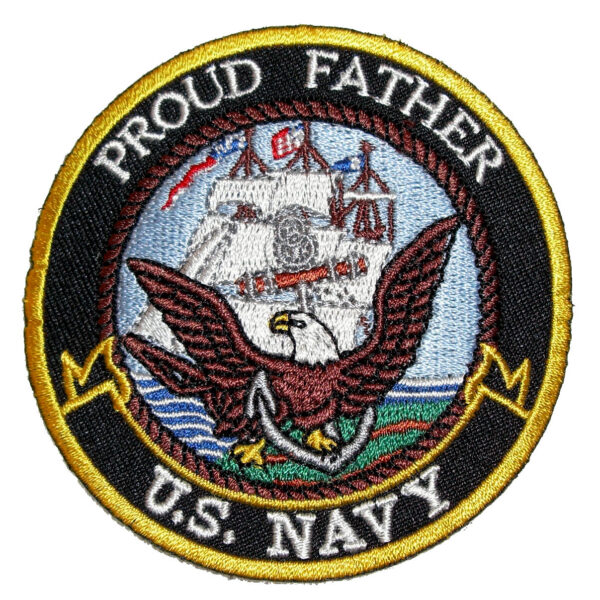 Patriotic Proud Father US Navy Embroidered Biker Patch