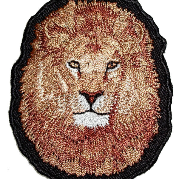 Brown Lion Head Embroidered Biker Patch