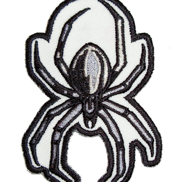 Black And Silver Spider Embroidered Biker Patch