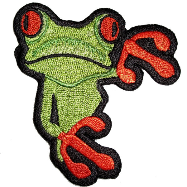 Green And Orange Tree Frog Embroidered Biker Patch