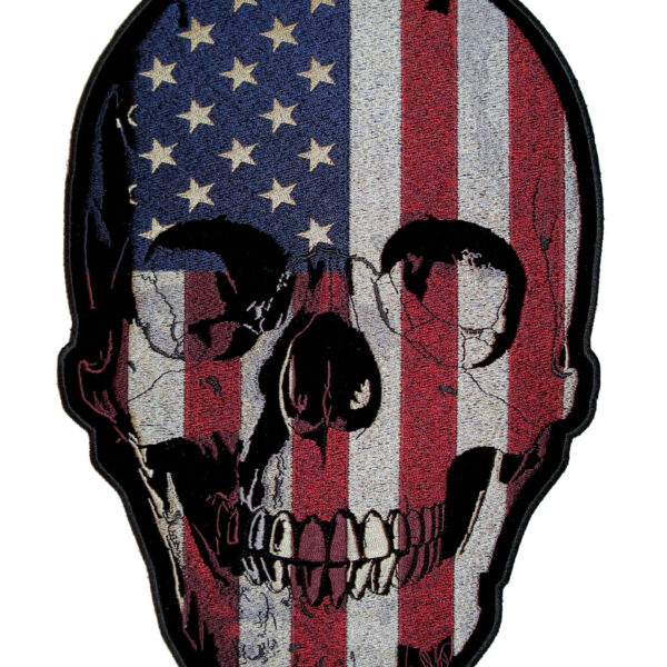 Patriotic USA American Flag Skull Biker Patch
