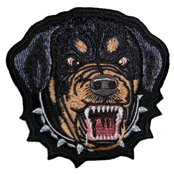 Mean Growling Rottweiler Dog Embroidered Biker Patch