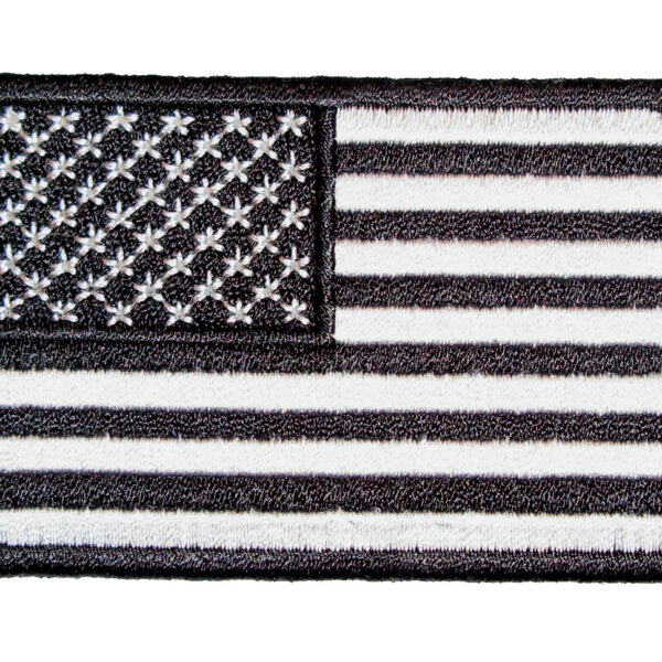Black And White American Flag Embroidered Biker Patch