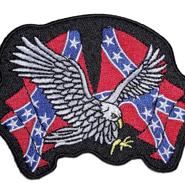 Rebel Confederate Flags Eagle Embroidered Biker Patch