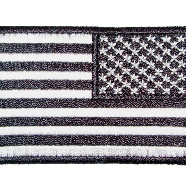 Reversed Black And White American Flag Biker Patch