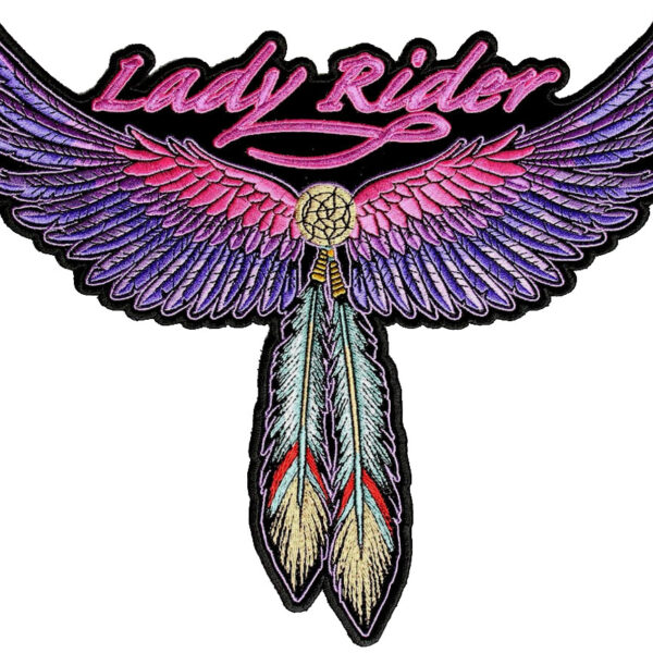 Lady Rider Wings, Feathers Embroidered Biker Patch