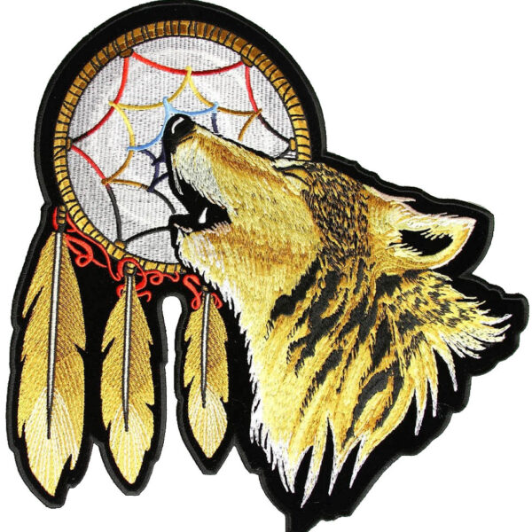 Howling Wolf Indian Dreamcatcher Embroidered Biker Patch