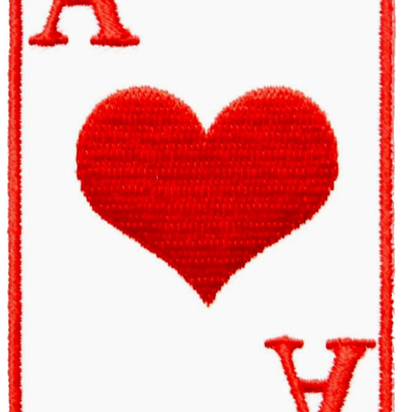 Ace Of Hearts Playing Card Embroidered Biker Patch