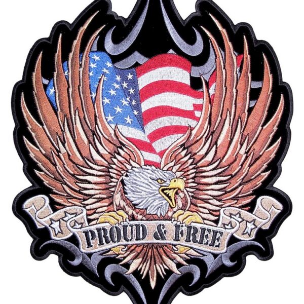 American Flag Eagle Proud And Free Embroidered Biker Patch