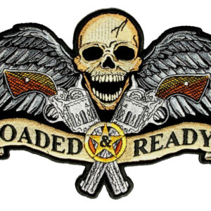 Patriotic Loaded And Ready Skull Guns Biker Patch