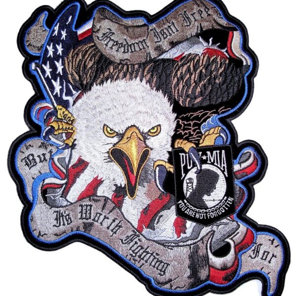 Patriotic American Flag Eagle MIA Embroidered Biker Patch