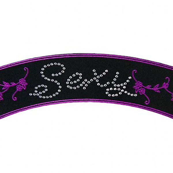 Sexy In Rhinestones W Flowers Lady Biker Rocker Patch