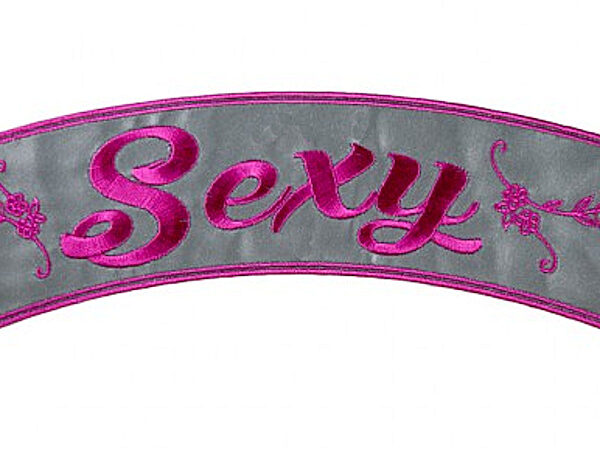 Reflective Sexy Pink Embroidered Lady Biker Rocker Patch