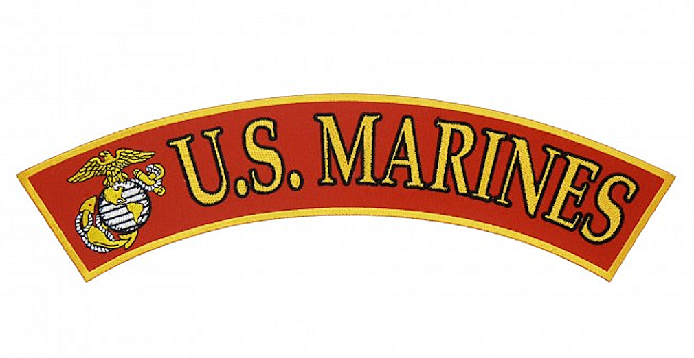 Patriotic US Marines Embroidered Rocker Biker Patch