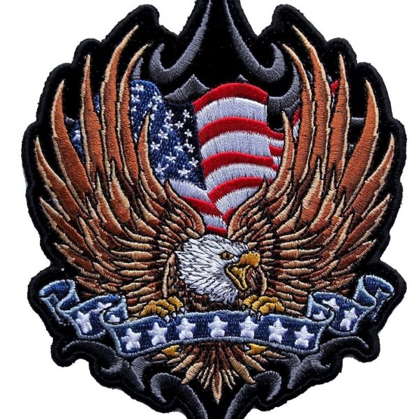 American Flag Eagle Patriotic Embroidered Biker Patch