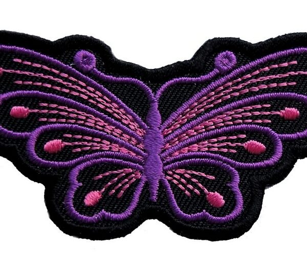 Beautiful Purple Butterfly Lady Rider Embroidered Biker Patch