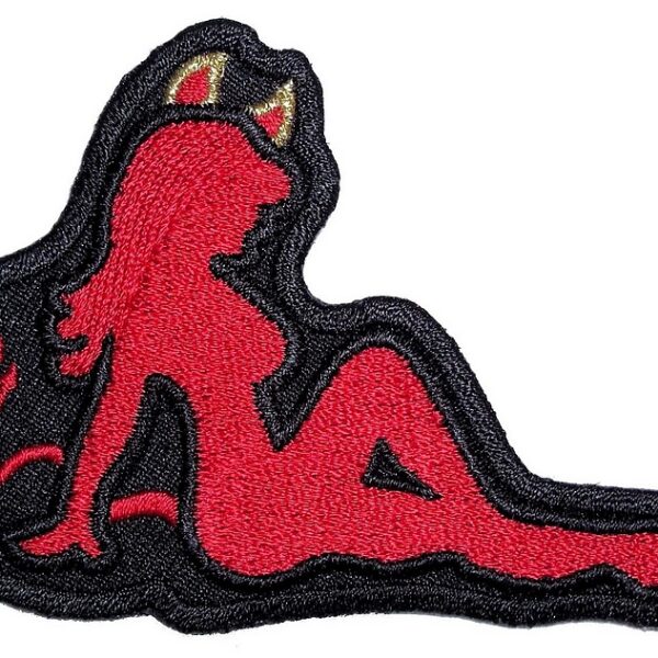 Sexy Red Devil Girl Lady Rider Embroidered Biker Patch