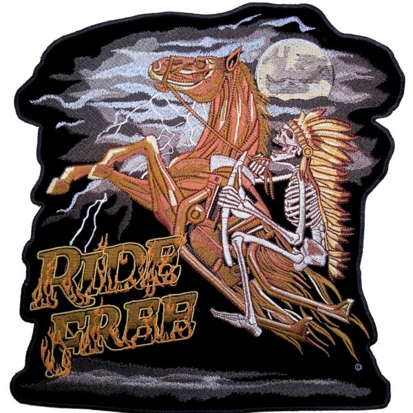 Ride Free Indian Horse Embroidered Biker Patch