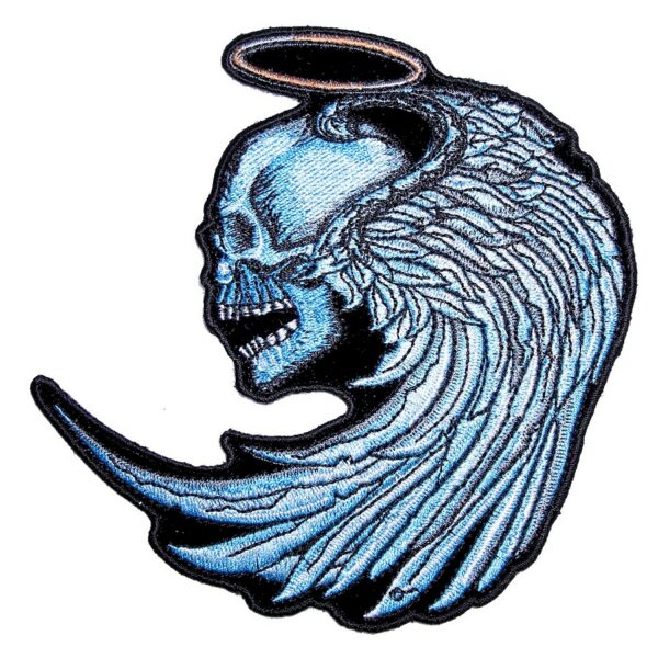 Blue Angel Skull Halo Wings Lady Rider Embroidered Biker Patch