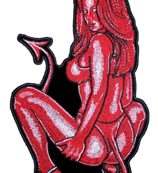 Sexy Red Devil Bikini Girl Lady Rider Embroidered Biker Patch