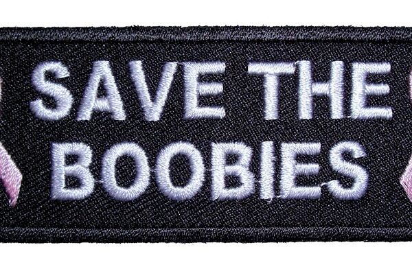 Save The Boobies Pink Ribbon Lady Rider Embroidered Biker Patch