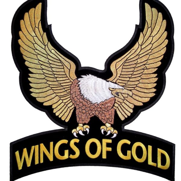 Wings Of Gold American Eagle Embroidered Biker Patch Large