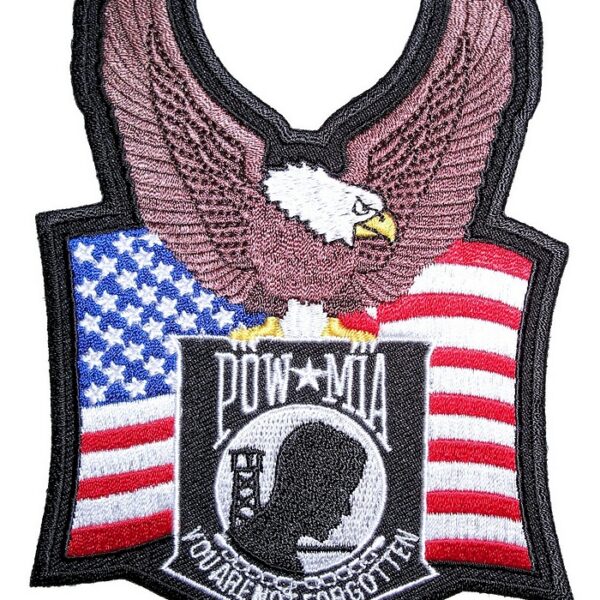 POW MIA Eagle American Flag Embroidered Biker Patch
