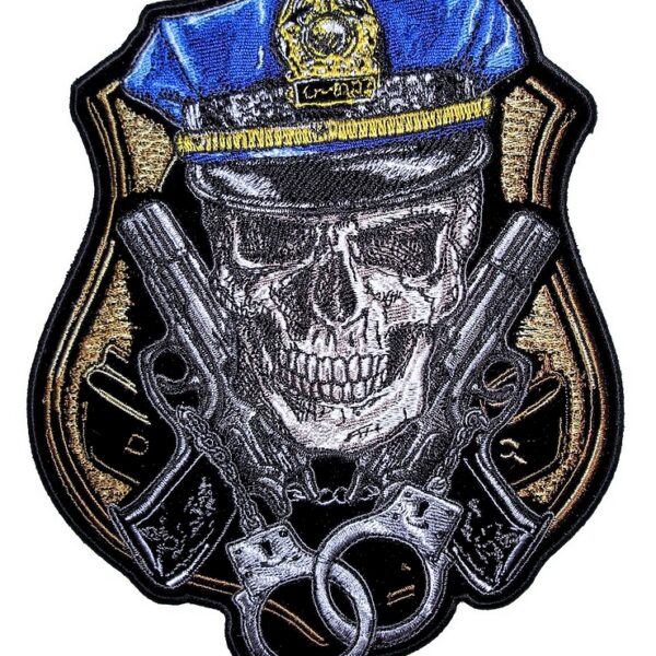 Cop Skull Handcuffs Law Enforcement Embroidered Biker Patch