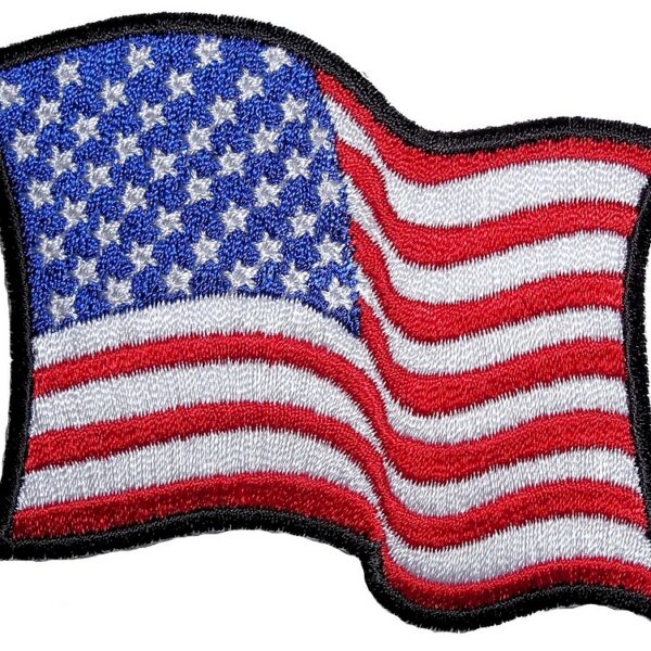 Waving American Flag Embroidered Biker Patch