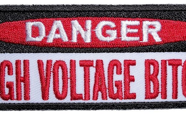 High Voltage Bitch Lady Rider Embroidered Biker Patch Small