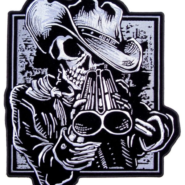 Cowboy Skeleton With Shotgun Embroidered Biker Patch