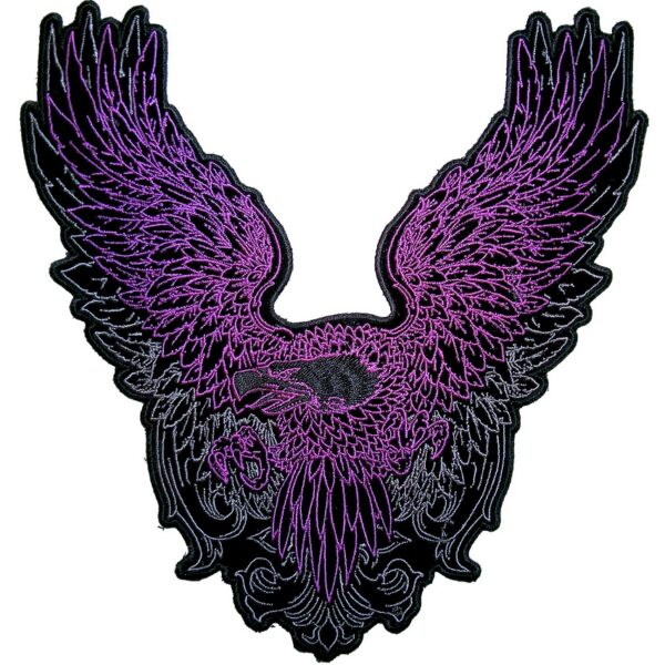 Purple Flying Bald Eagle Lady Rider Embroidered Biker Patch