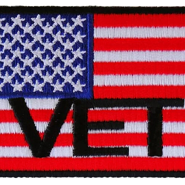 Patriotic VET American Flag Embroidered Biker Patch