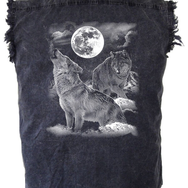 Howling Wolf Moon Acid Wash Denim Shirt