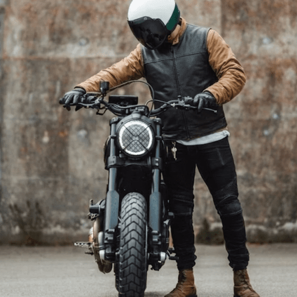 Full-Body Perforation Men's Leather Vest for Bikers El Jefe